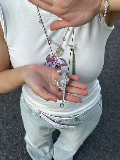 Silver Conch Shell Pendant Necklace