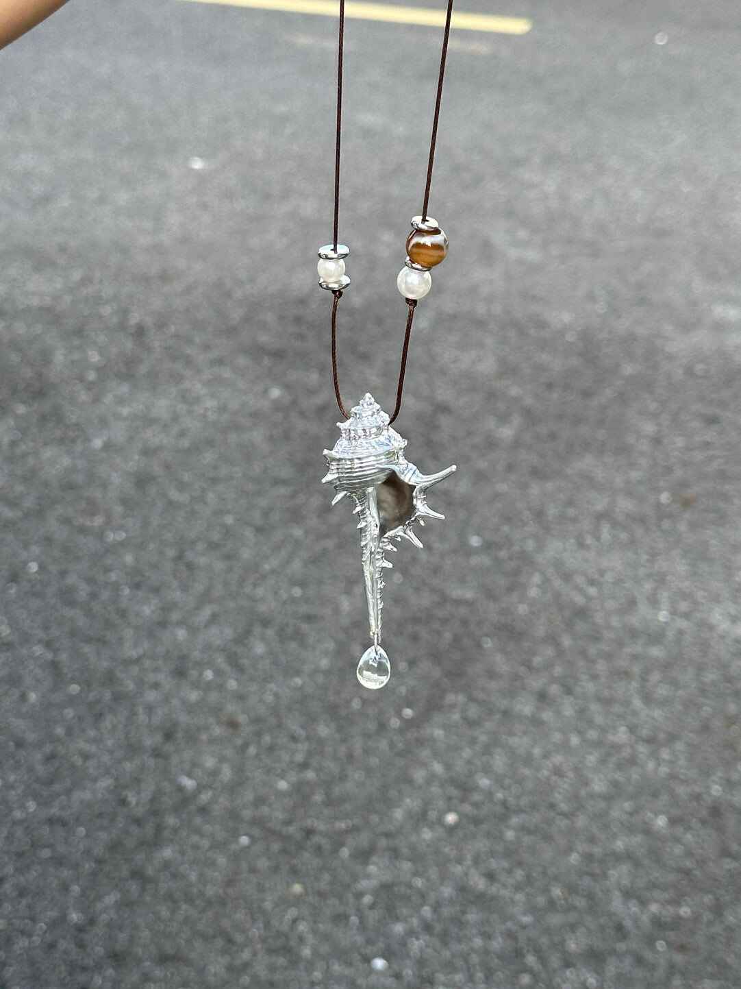 Silver Conch Shell Pendant Necklace