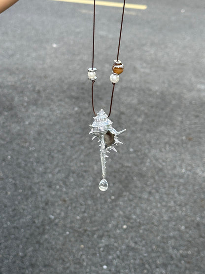 Silver Conch Shell Pendant Necklace