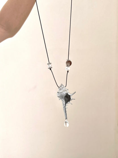 Silver Conch Shell Pendant Necklace