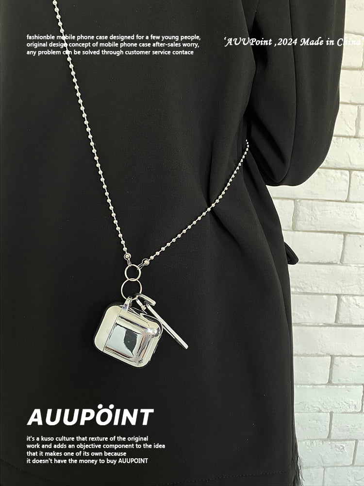 Silver Crossbody AirPods Case