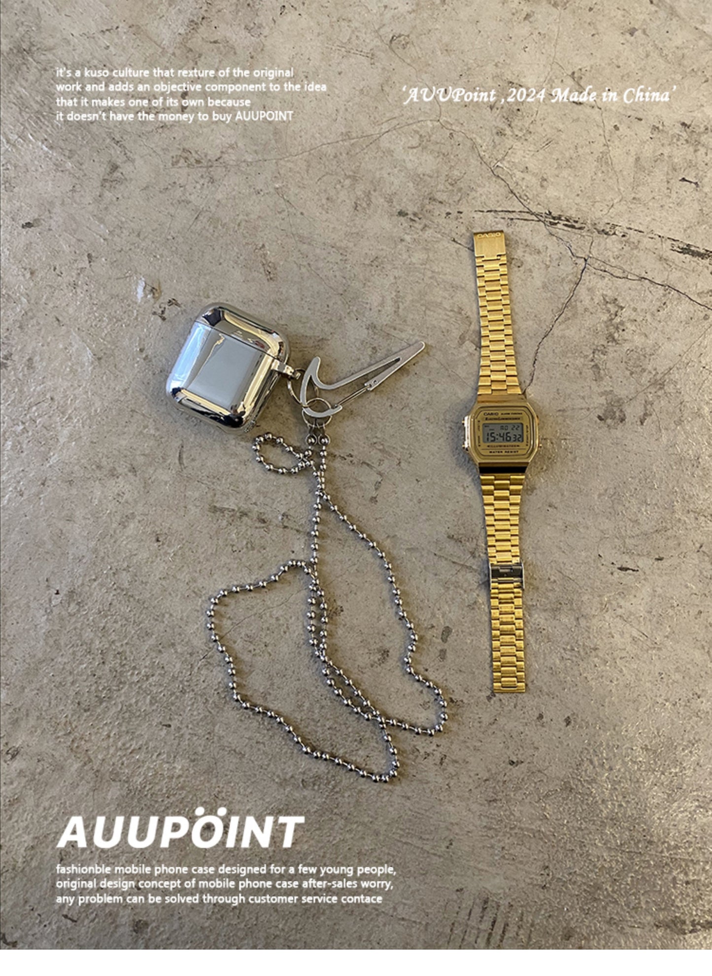 Silver Crossbody AirPods Case