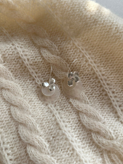 Silver Flower Mirror Shell Earrings
