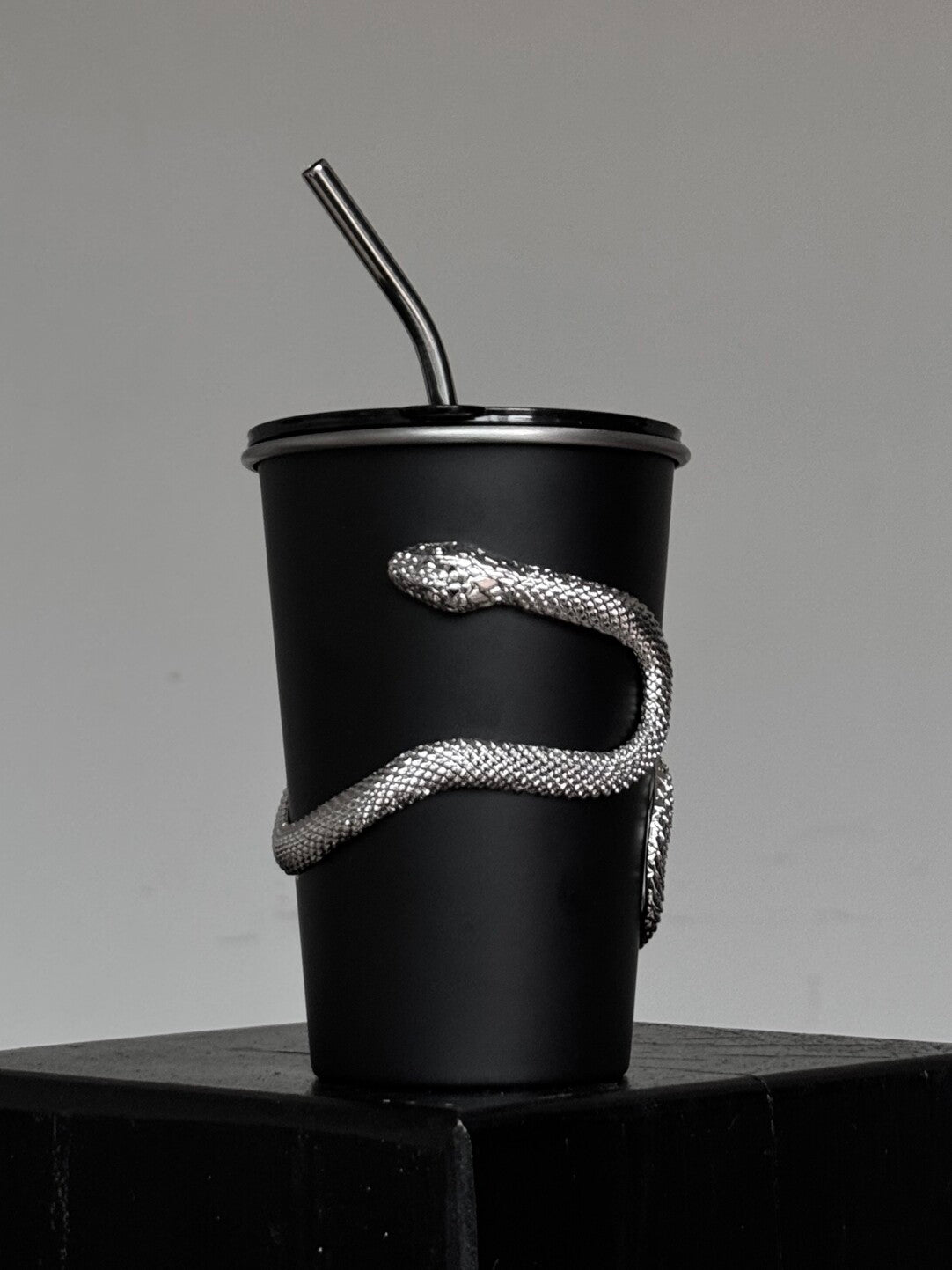 Silver Snake Black Stainless Steel Cup
