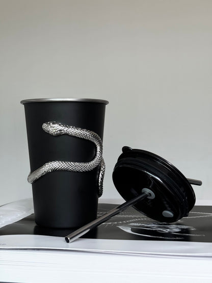 Silver Snake Black Stainless Steel Cup