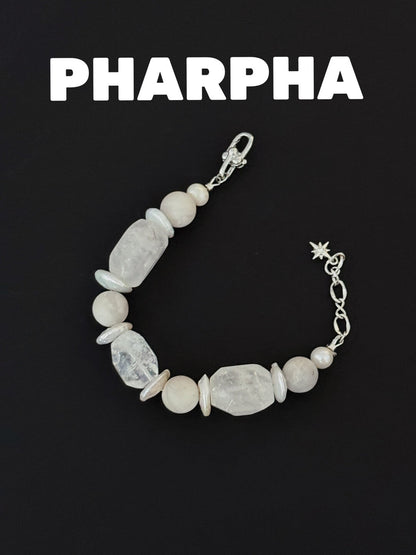 Silver White Crystal Pearl  Bracelet