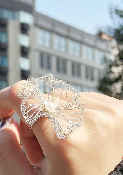 Copper Wire Weaving Flower Ring