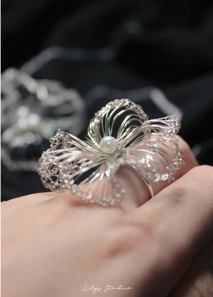 Copper Wire Weaving Flower Ring