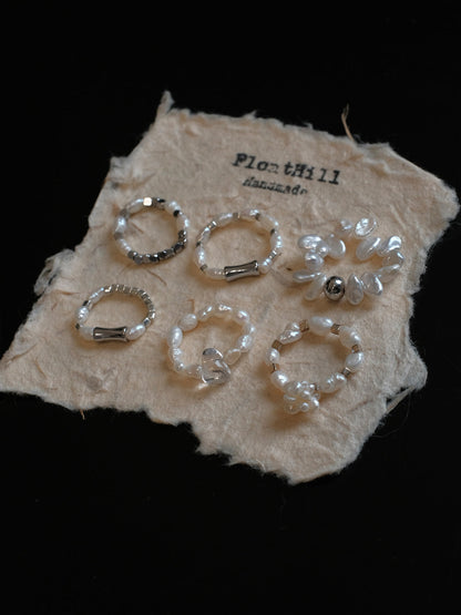 Simple Baroque Pearl Stacking Elastic Ring