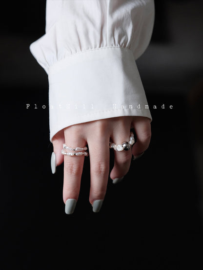 Simple Baroque Pearl Stacking Elastic Ring