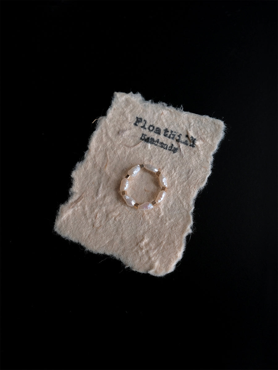 Simple Baroque Pearl Stacking Elastic Ring