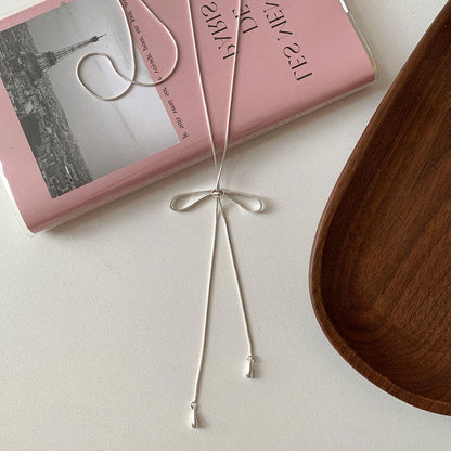 Simple Bow Pull-Out Long Necklace