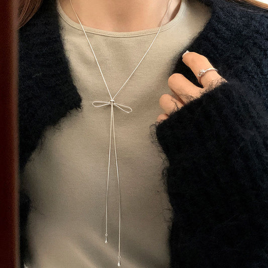 Simple Bow Pull-Out Long Necklace