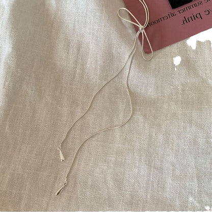 Simple Bow Pull-Out Long Necklace