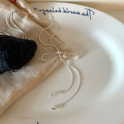 Simple Bow Pull-Out Long Necklace