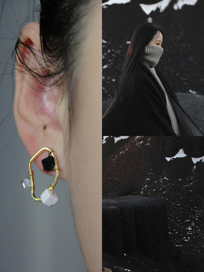 Simple Geometric Black White & Gray Earrings