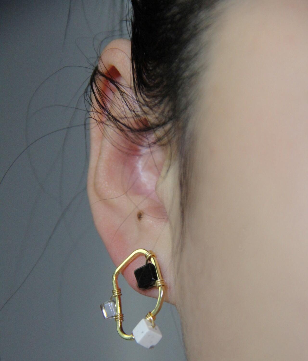 Simple Geometric Black White & Gray Earrings