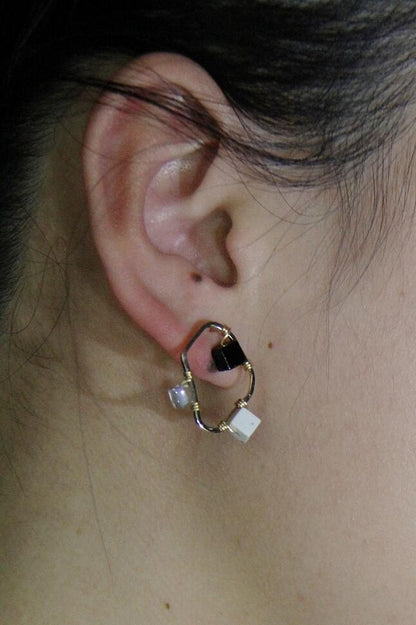 Simple Geometric Black White & Gray Earrings