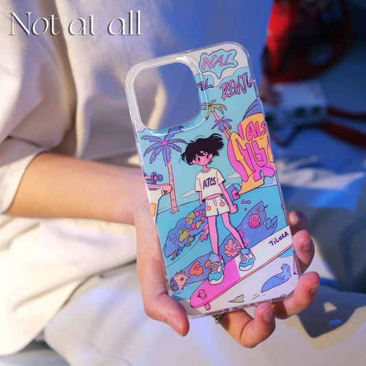 Skateboard Girl Cartoon Printed Phone Case