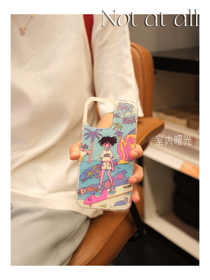 Skateboard Girl Cartoon Printed Phone Case