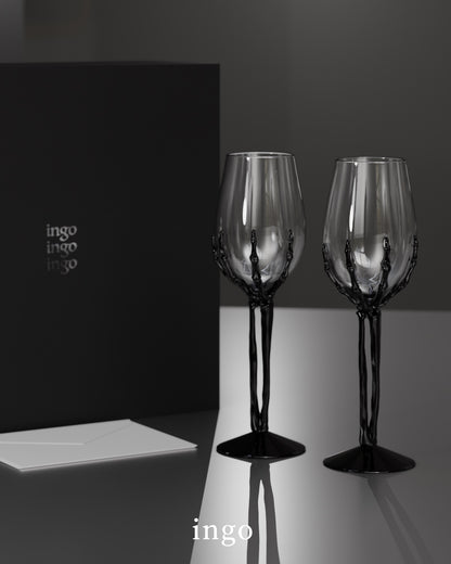 Skeletal Hand Crystal Champagne Glass