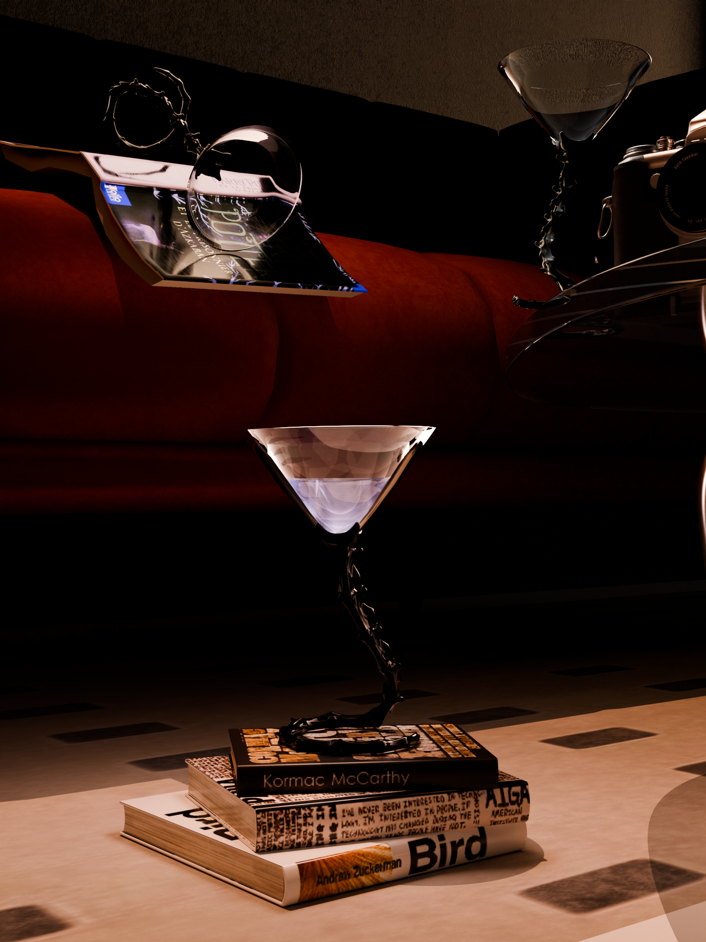 Skeleton Art Crystal Cocktail Glass