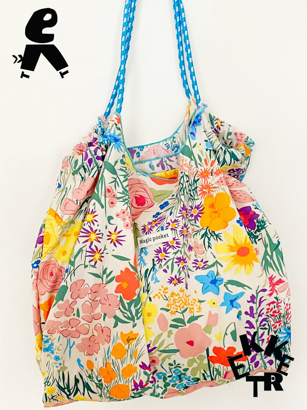 Sketching Floral Eco-Friendly Reusable Shoulder Bag
