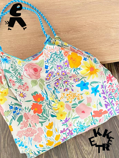 Sketching Floral Eco-Friendly Reusable Shoulder Bag