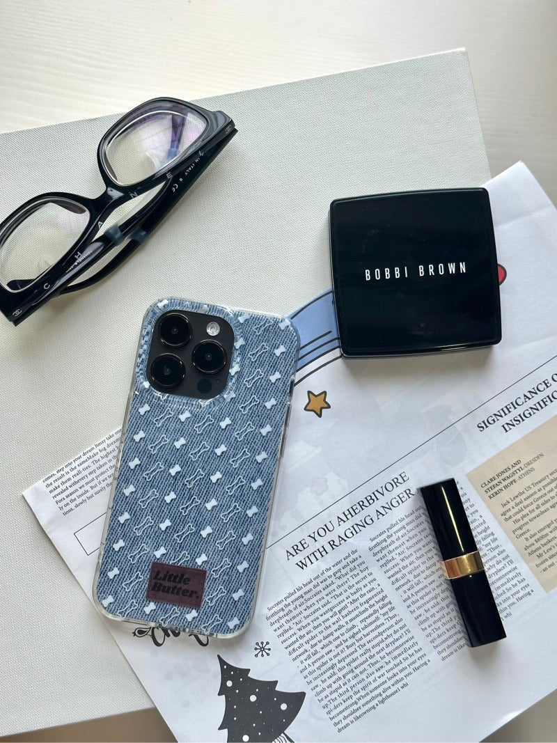 Small Bone Printed Phone Case With Puppy Stand
