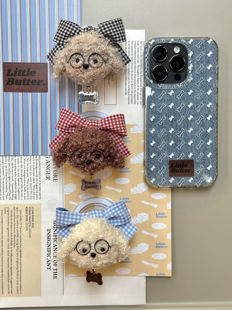 Small Bone Printed Phone Case With Puppy Stand