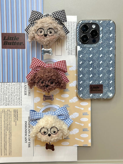 Small Bone Printed Phone Case With Puppy Stand