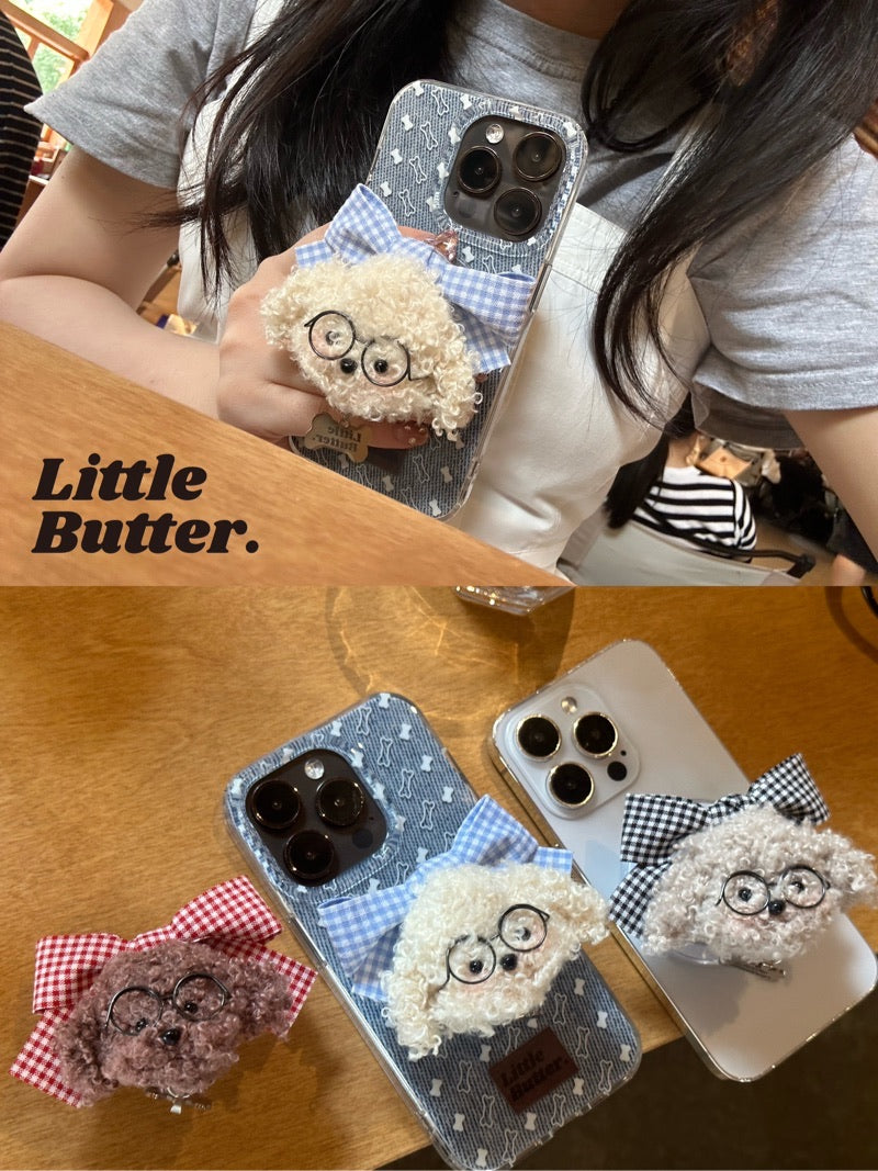Small Bone Printed Phone Case With Puppy Stand