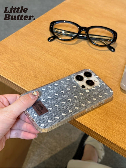 Small Bone Printed Phone Case With Puppy Stand