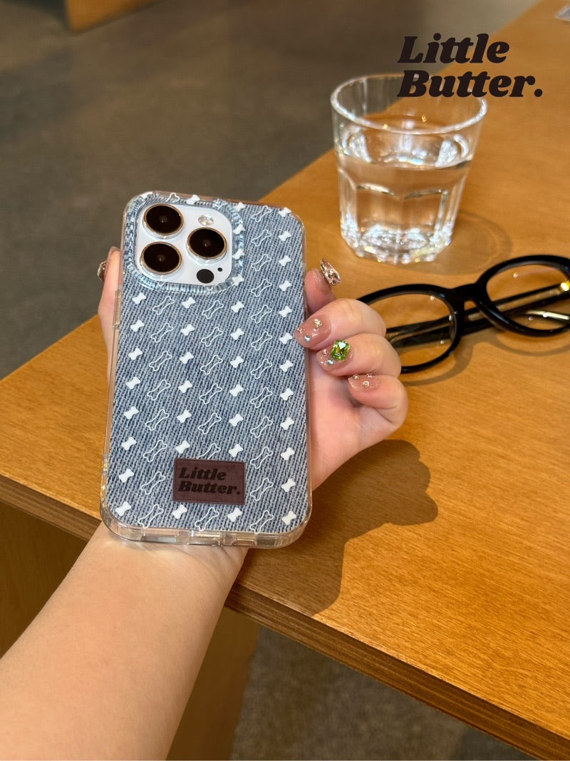 Small Bone Printed Phone Case With Puppy Stand