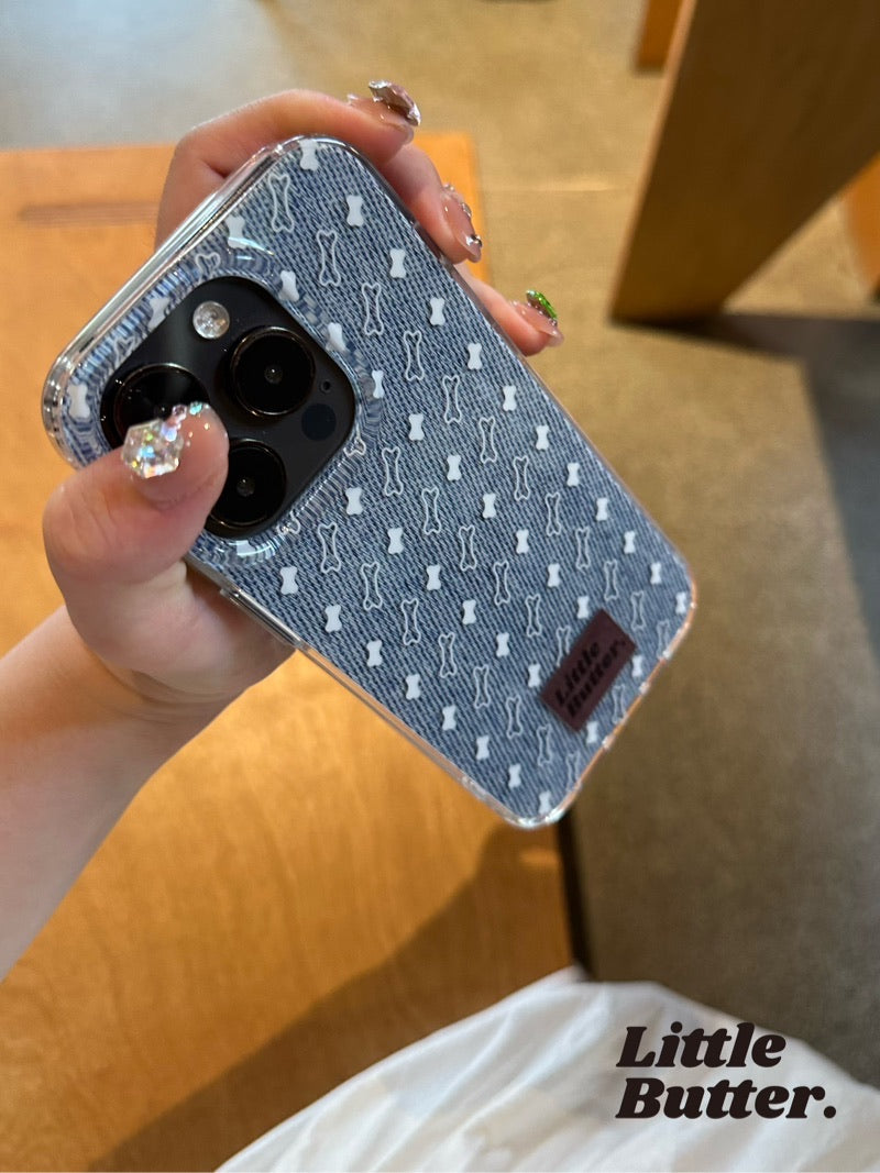 Small Bone Printed Phone Case With Puppy Stand