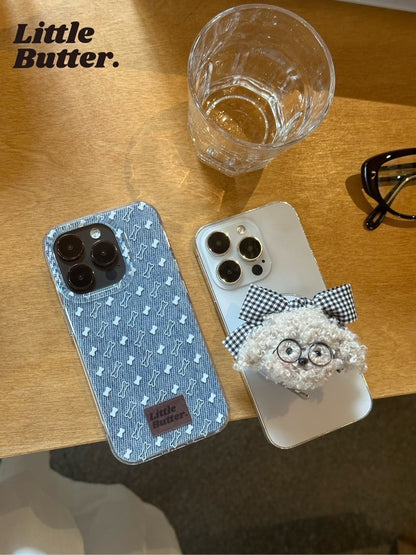 Small Bone Printed Phone Case With Puppy Stand
