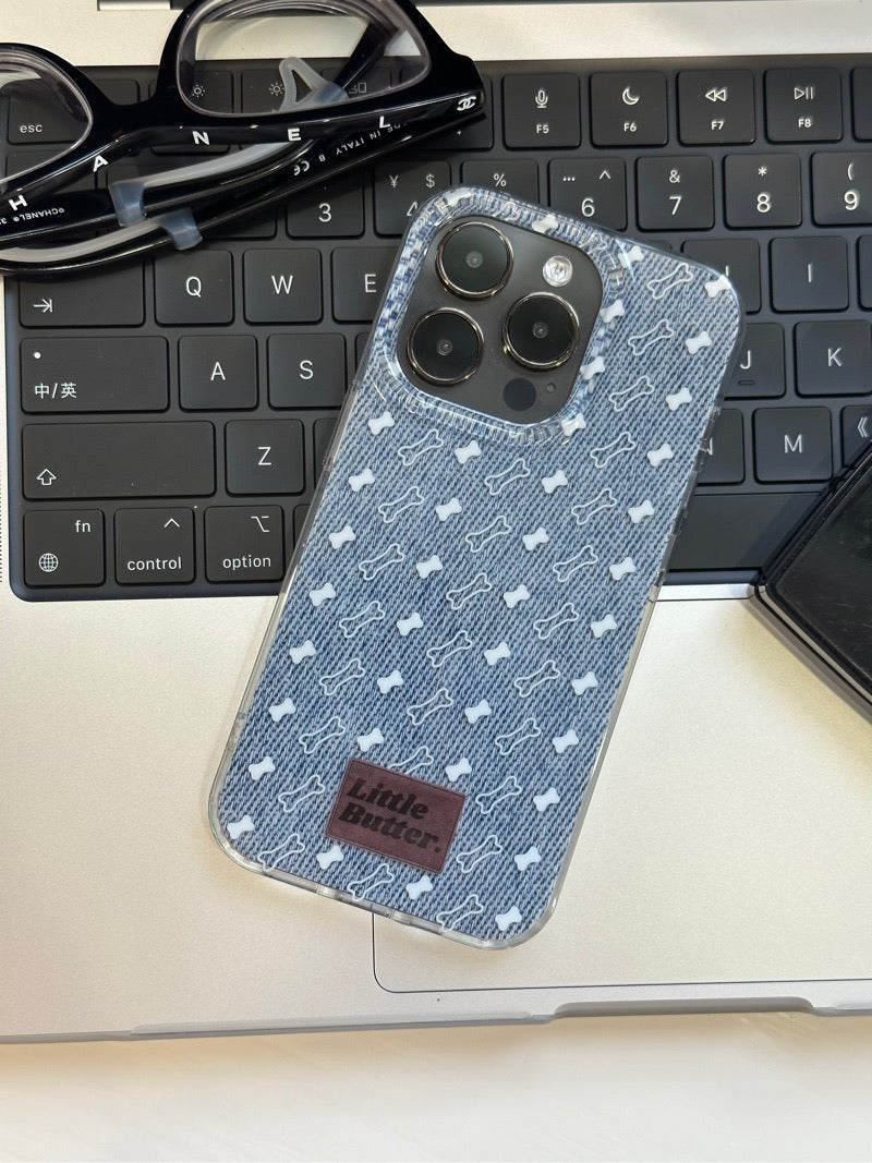 Small Bone Printed Phone Case With Puppy Stand