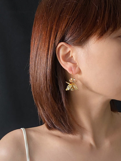 Small Golden Ball Pendant Earrings