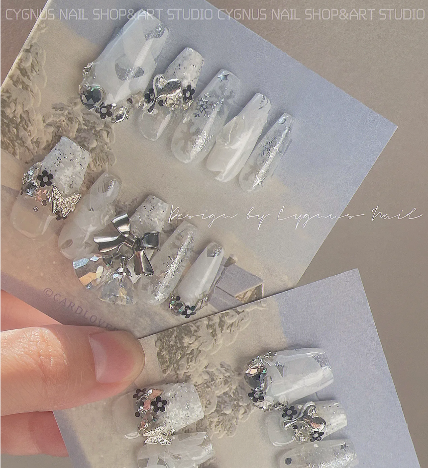 Snow Fairy 3D Bell Press On Nails Set