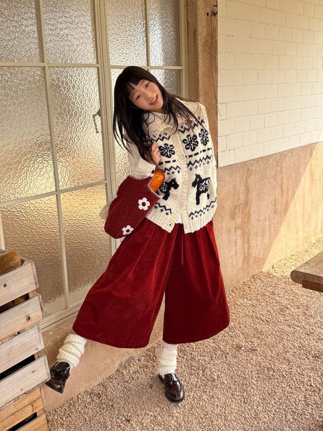 Snowflake Pony Wool Knit Vest