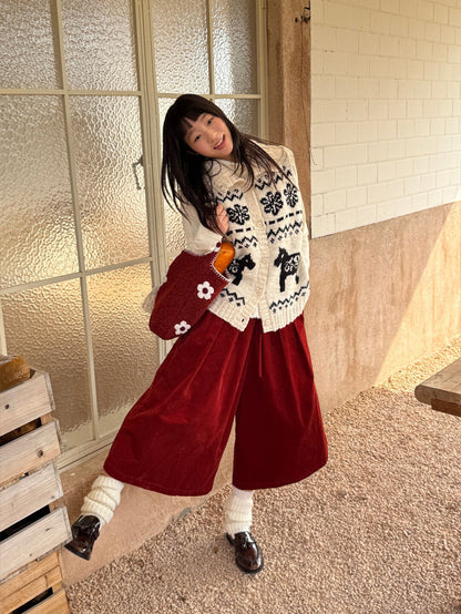 Snowflake Pony Wool Knit Vest