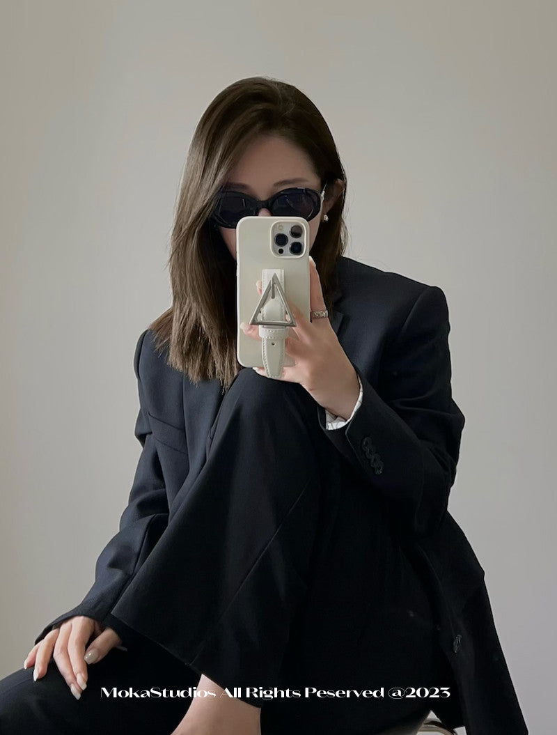 Solid Color Phone Case With Wrist Strap