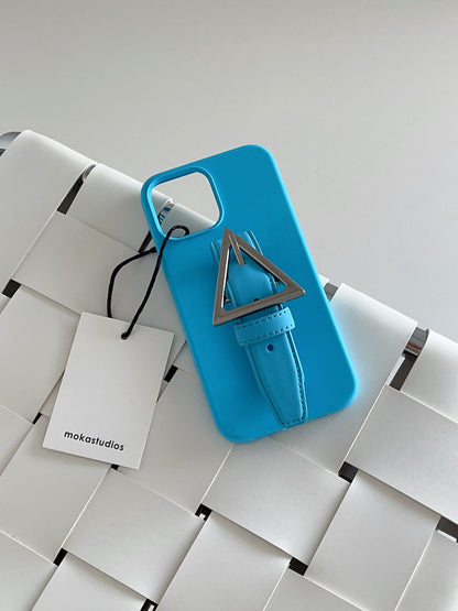 Solid Color Phone Case With Wrist Strap