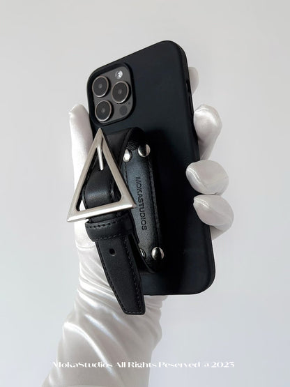 Solid Color Phone Case With Wrist Strap