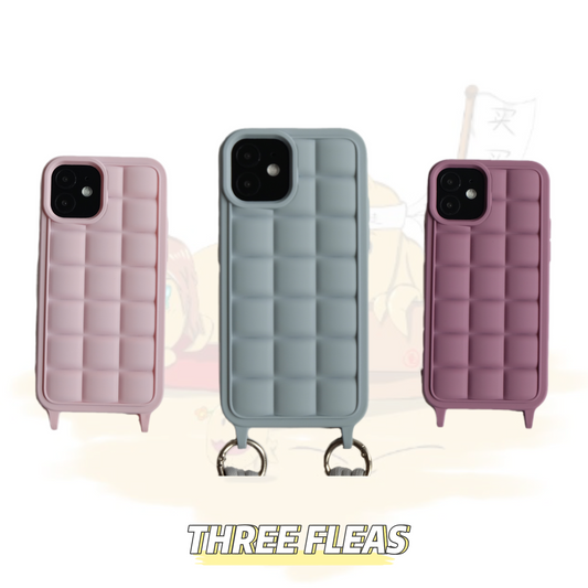 Solid Color Square Crossbody Strap Phone Case