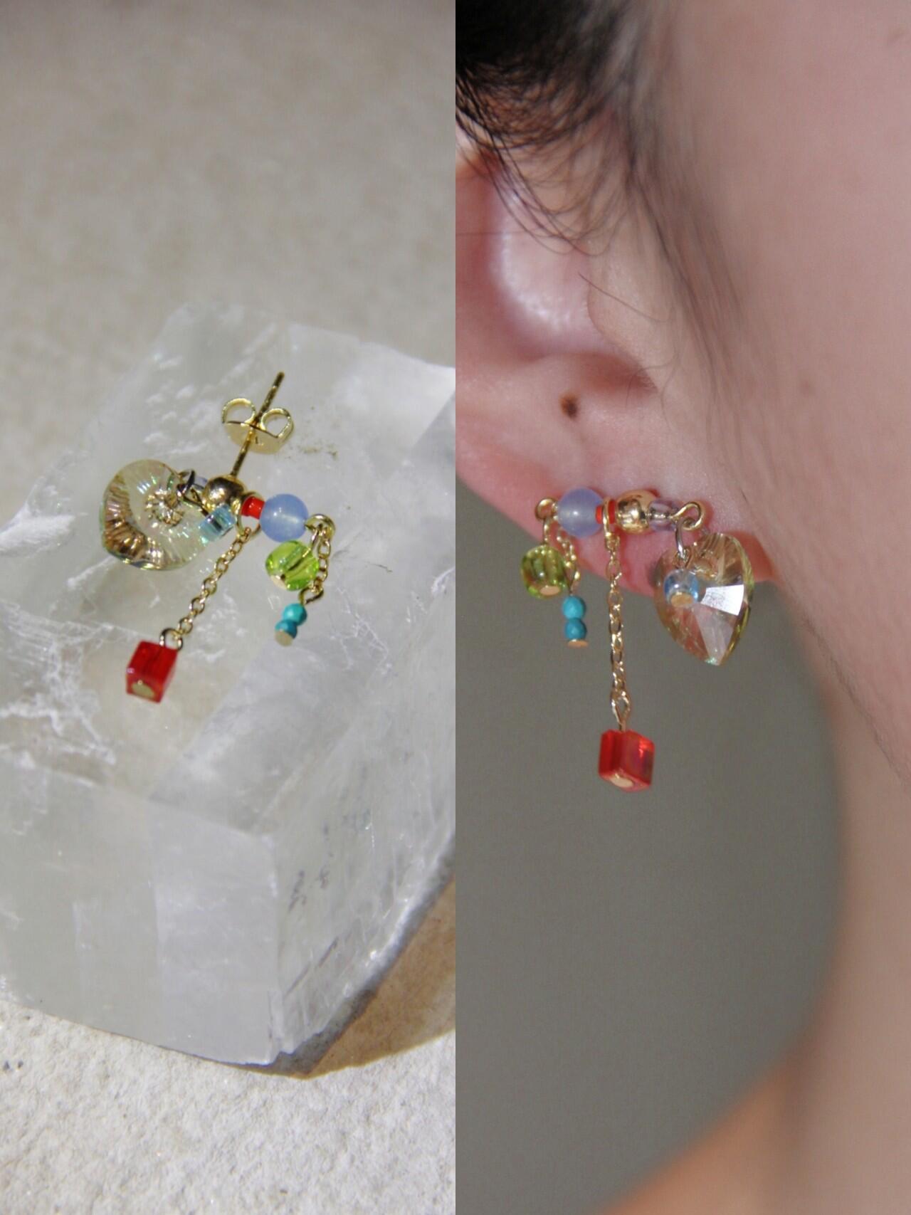 Sparkling Heart Colorful Beads Earrings