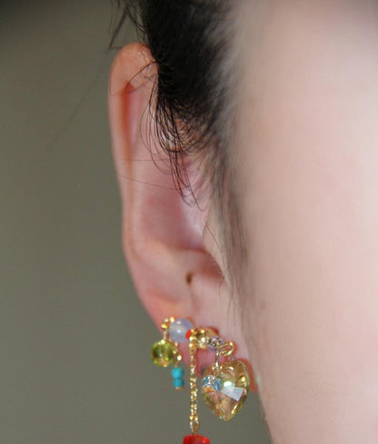 Sparkling Heart Colorful Beads Earrings