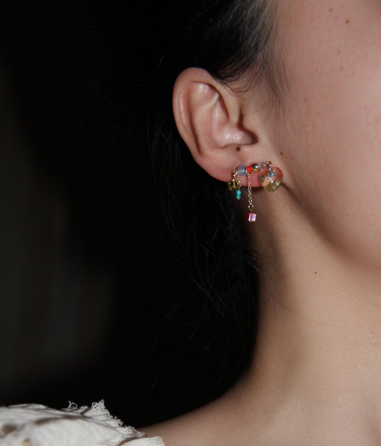 Sparkling Heart Colorful Beads Earrings