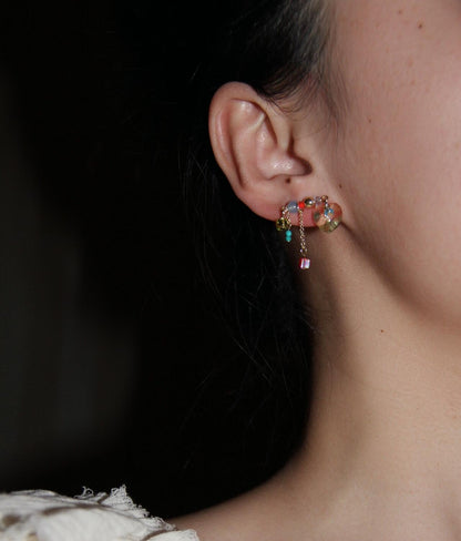 Sparkling Heart Colorful Beads Earrings