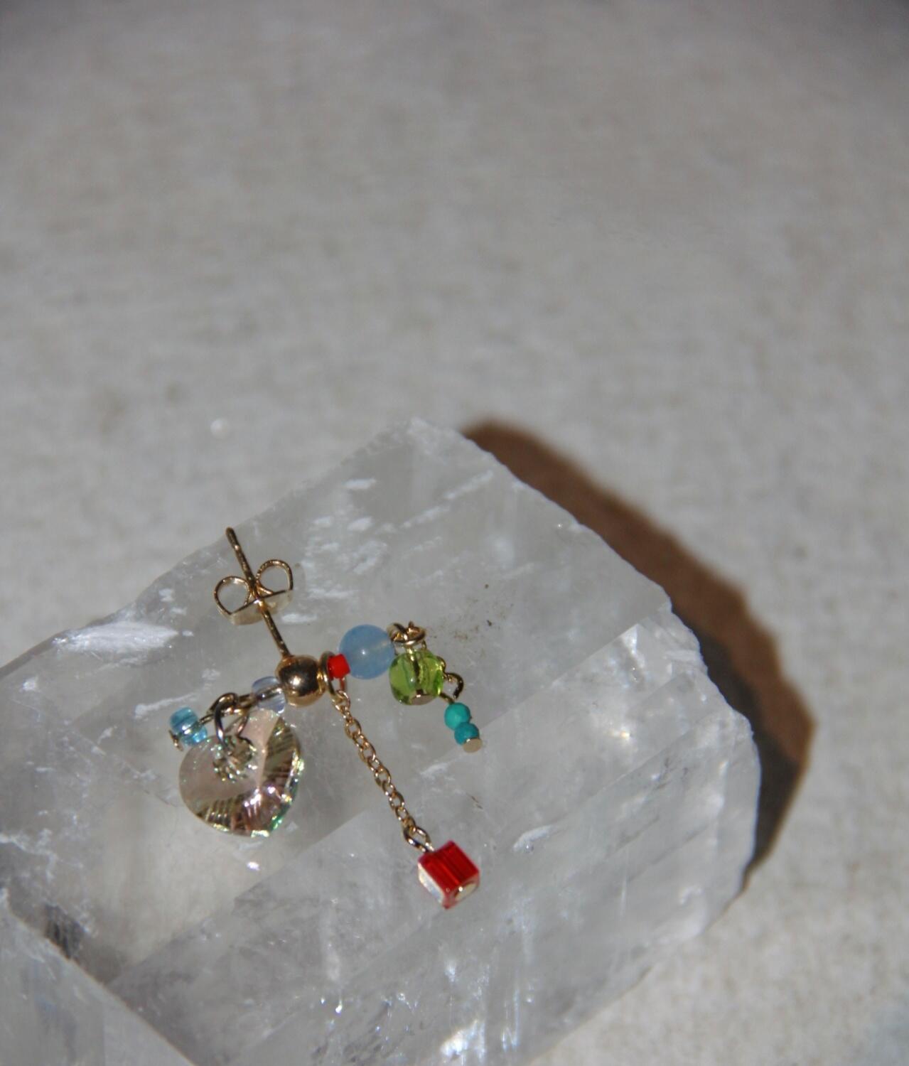 Sparkling Heart Colorful Beads Earrings